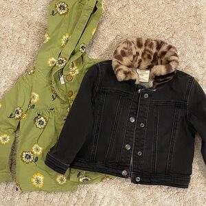 Stylish Kids Black Denim Jacket with Faux Fur Collar